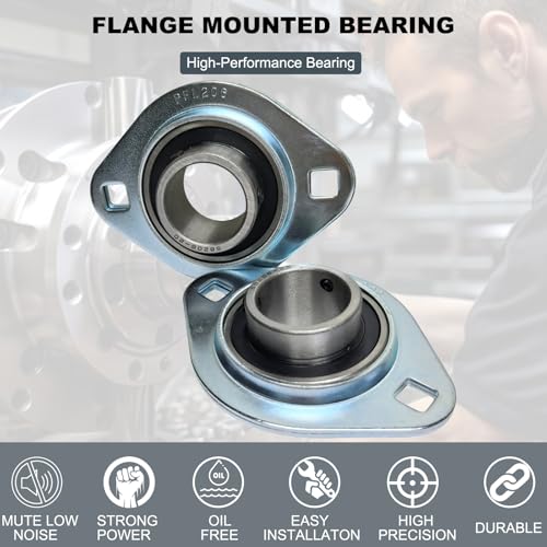 Image of 2 Pack SBPFL206-20 Pillow Block Bearings 1-1 /4 inch Bore Bearing Units Steel Flange Mounted Bearing Housing (SBPFL206)