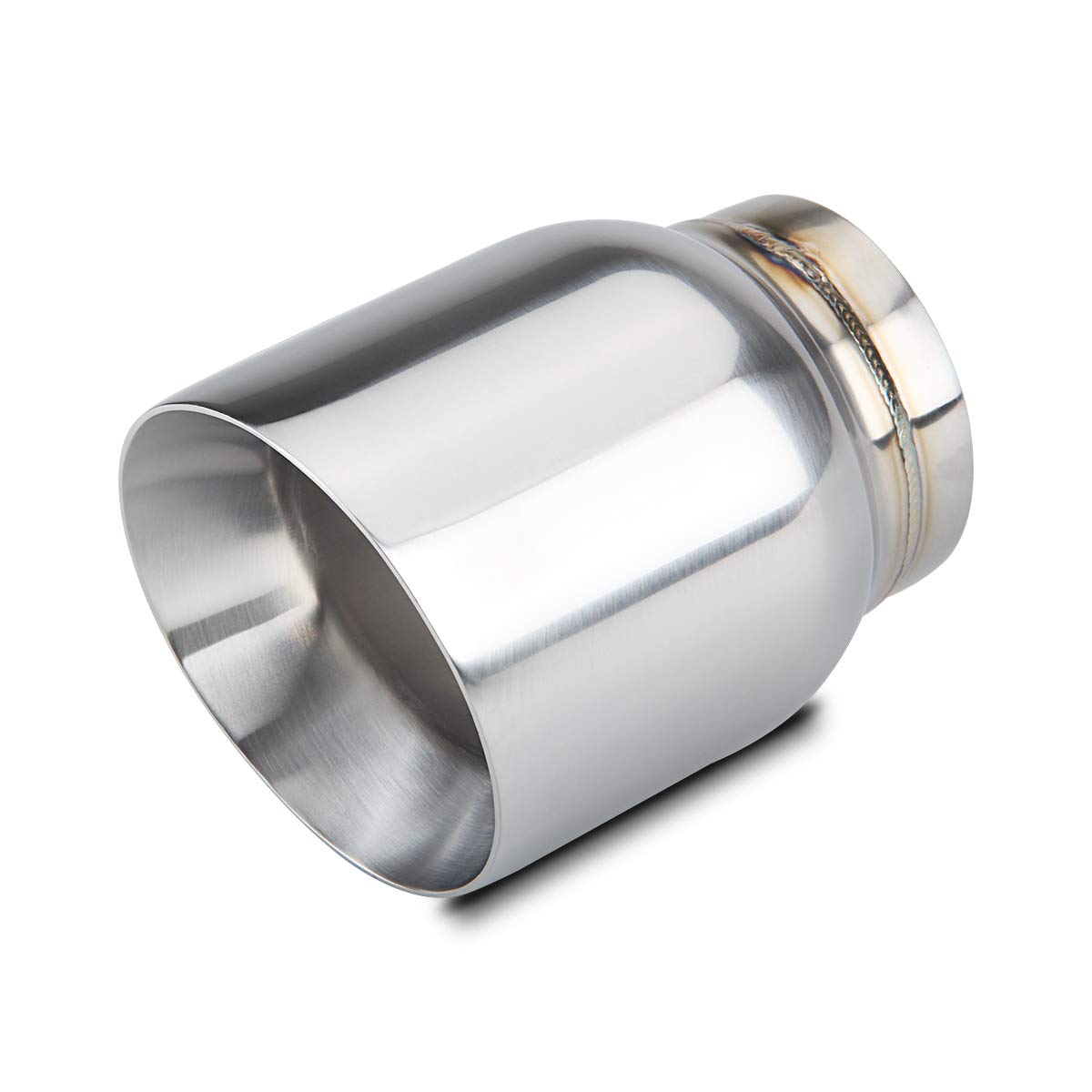 LCGP 3" Inlet Universal Exhaust Tip, 4" Outlet - 5" Long, Stainless Steel Double Wall Angle Cut