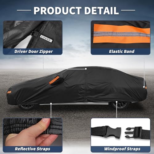 Image of X AUTOHAUX Car Cover for BMW 3 Series 2013-2025 Aluminum Film Outdoor Waterproof Sun Rain Snow Hail Protection with Driver Door Zipper