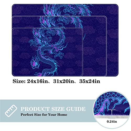 Retro Blue Chinese Dragon Clouds, Indoor Door Mat Durable Front Door Mats Entryway Rug Non-Slip Absorbent Area Rugs Resist Dirt Rugs For Room Decor, 24"X16" #TOP1