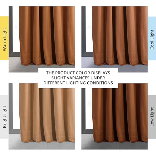 HPD Half Price Drapes Signature Velvet Thermal Blackout Curtains for Living Room 108 Inch Long (1 Panel) Rod Pocket Insulated Blackout Curtains for Bedroom Window Curtains, 50W x 108L, Burnt Pumpkin