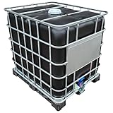 REKUBIK 1000l IBC SCHÜTZ »CLEANCERT« SCHWARZ auf PE-Palette DN150/50 NEU