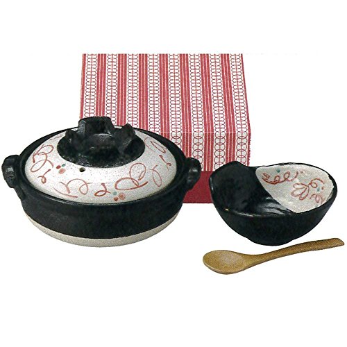 Image of CtoC Japan Select 57-15457/2-981688 Earthenware Pot, Red, Single Pot Set, 7.2 x 7.2 x 3.5 inches (18.3 x 18.3 x 9 cm), Direct Fire, Microwave/Oven Safe