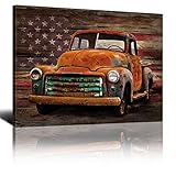 Solyart Rustic Old Truck Canvas Wall Art Classic Pickup Truck Print Paintings Vintage Country Decor...