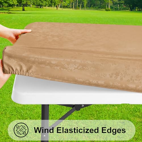 Image of Smiry Heavy Duty Vinyl Fitted Tablecloths for 8 Foot Rectangle Tables