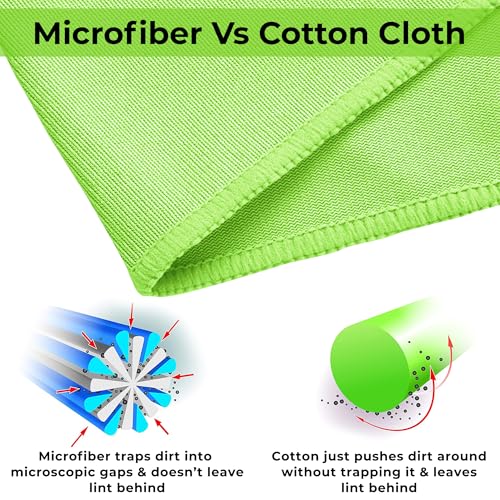 Image of Microfiber Utility Cleaning Towels | 400 GSM Ultra-Soft Cloths for Windows, Glass, Mirror, Car & Kitchen | Streak-Free, Lint-Free | 40 x 40 cm | Aqua Green | Pack of 4