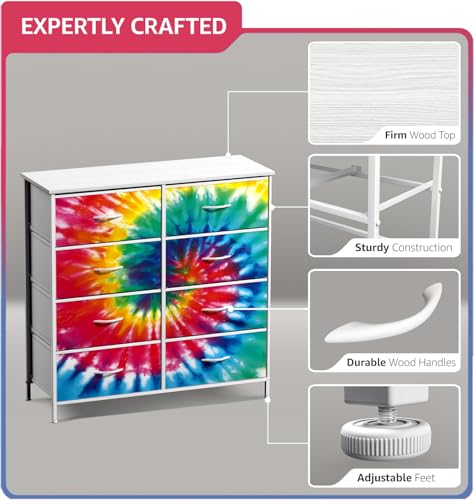 Sorbus Dresser with Fabric Drawers & Wood Top (8 Drawer, Dark Tie-dye) - image 3