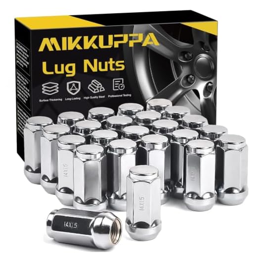 MIKKUPPA M14x1.5 Lug Nuts, Replacement for Silverado, Ford, GMC Aftermarket Wheel - 24pcs Chrome Closed End Bulge Acorn Lug Nuts