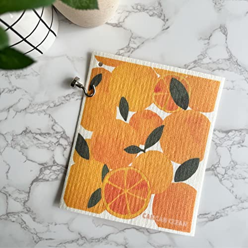 Cancan Clean Swedish Dishcloths For Kitchen With Magnetic Hook | Absorbent Washable Reusable Paper Towels Dish Cloth | Eco-Friendly Cellulose Sponge Cloths | 3 Pack (Citrus Trio) #TOP4
