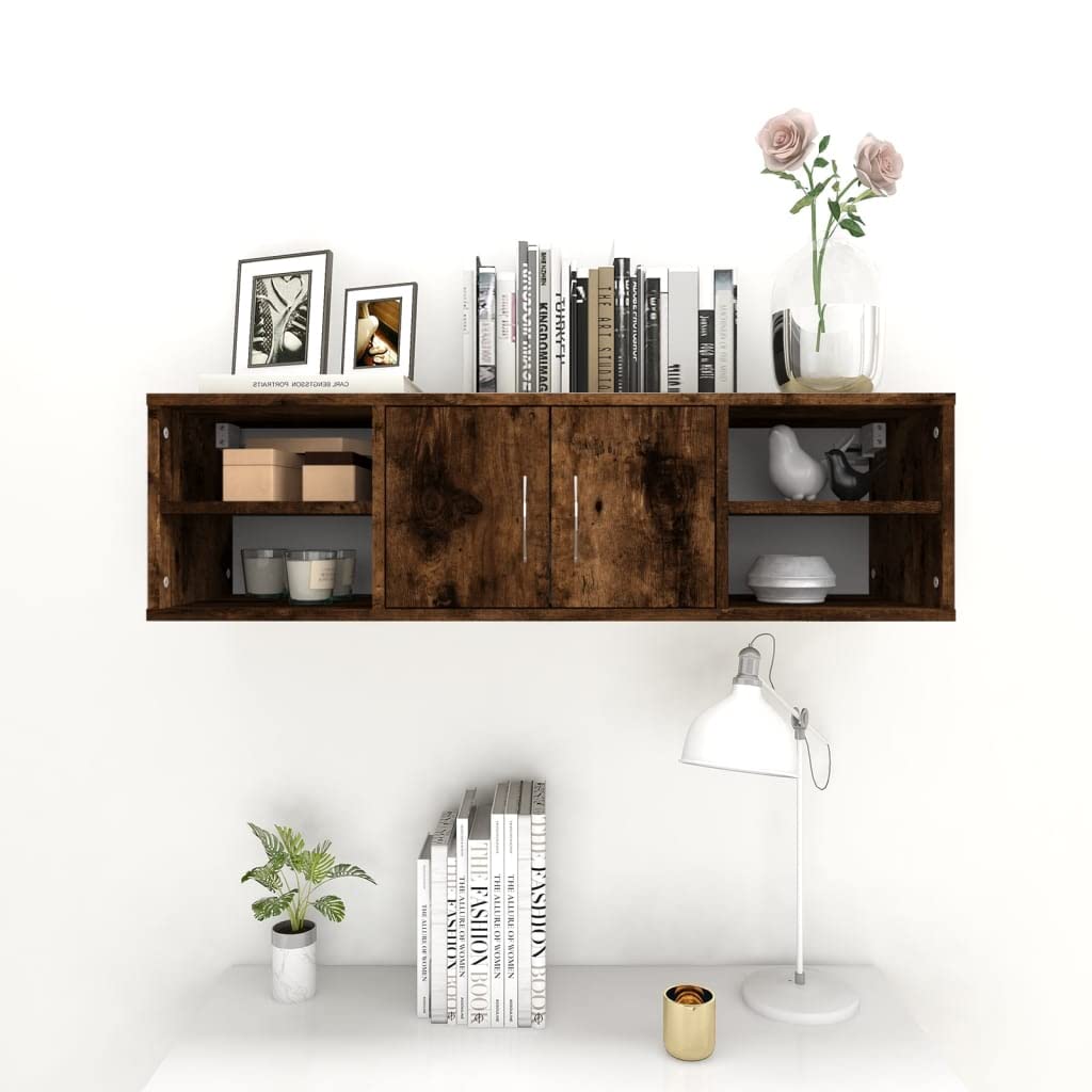 Wandregal Räuchereiche 102x30x29 cm Holzwerkstoff Wandboard Küchenregal Regale Für Wände Wandbrett für Schlafzimmer Wohnbereich Küche Badezimmer