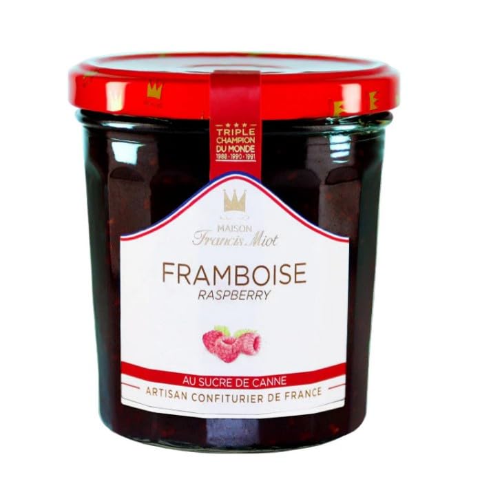 Maison Francis Miot, Set of 2, Luxury French Confiture de Framboise au Sucre de Canne (Raspberry) Jam, 7.76 oz Each