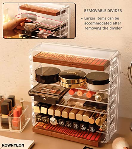 Rownyeon Acrylic Makeup Organizer Compact Makeup Palette Organizer 8 Spaces Eyeshadow Pallet Makeup Organizer Holder For Vanity Clear Cosmetics Makeup Drawer Organizer With Removable Dividers #TOP2