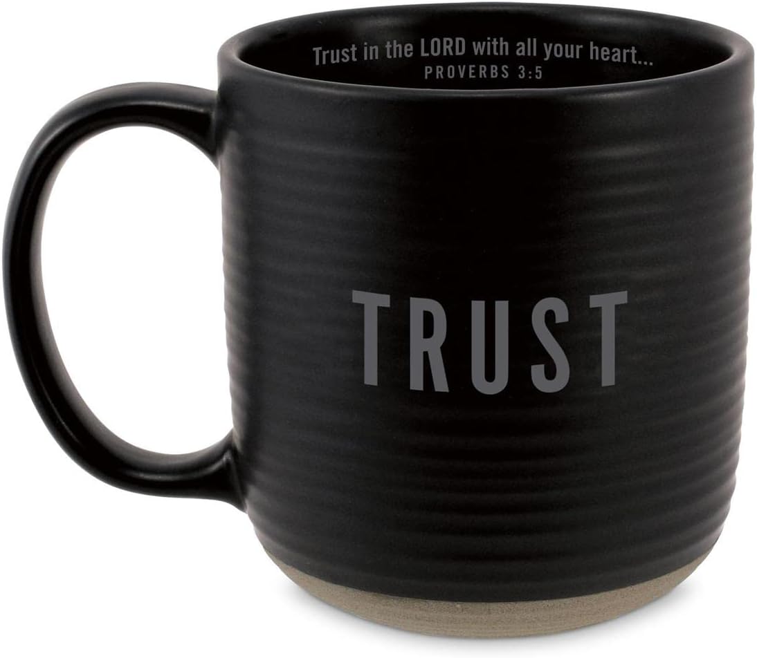 Lighthouse Christian Products Trust Rib Texture Black 20 Ounces Coffee Cup Mug