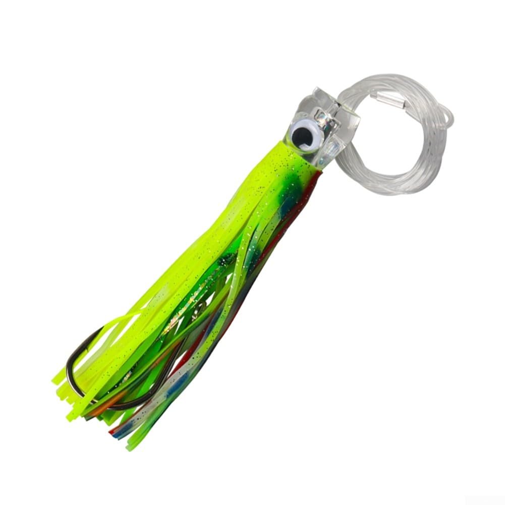 Esca da pesca con gonna di polpo fosforescente, con foglio flash riflettente, per pesca a traina in acque profonde e pesca in barca Tentacoli in PVC morbido per attirare tonno marlin