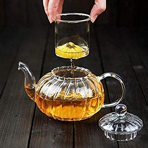 Bule de vidro com tampa do infusor-bule de vidro de borosilicato para chá de folhas soltas de chá fl