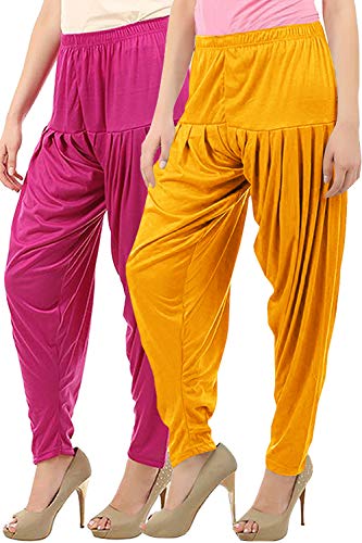 Image of Buy That Trendz Womens Patiala Pants Combo Pack of 2 Viscose Dhoti Patiyala Salwar Harem Bottoms Pants