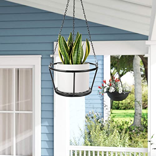 Artora 2 Pack Metal Plant Hanger, Modern Plant Hanging Basket Decorative Black Plant Pot Holder Flower Planter Hanging Chain For Balcony Porch Indoor Outdoor Home Decor (Black 2Pcs) #TOP6