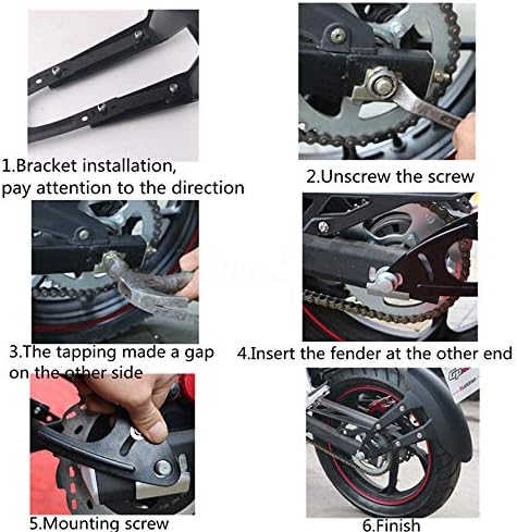 Universal Motorcycle ABS Rear Wheel Cover Fender Splash Guard Mudguard + Bracket kit Black