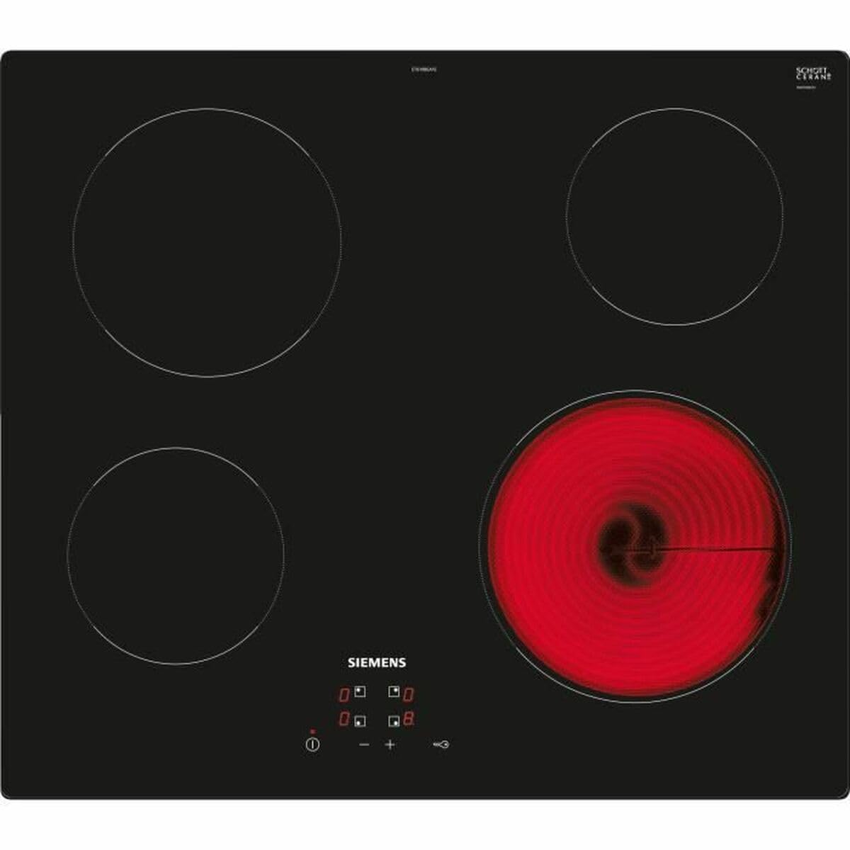 Siemens vitrocerámica 60cm 4 fuegos 6600w negra ET61RBEB8E