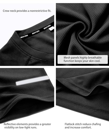 Herren Sport Laufset (5er Pack) Athletisches Shirt+Short/Kompressionsshirt+Hose mit Mantel Trainingsanzug Gym Anzüge Schwarz 03 L