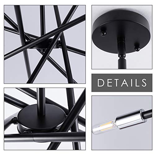 Viluxy Contemporary Chandelier Lighting Fixture 6-Light Matt Black Finish Mid-Century Pendant Lighting For Dining Room Bedroom Kitchen Living Room #TOP7