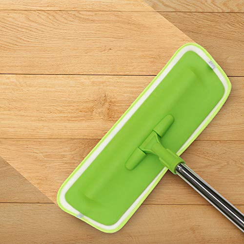 Phyex Microfiber Floor Mop For Wood, Walls, Kitchen, Wet Or Dry Use, 4 Pcs Washable Reusable Mop Pads Green, Flexible Mop Head, Long Handle #TOP5