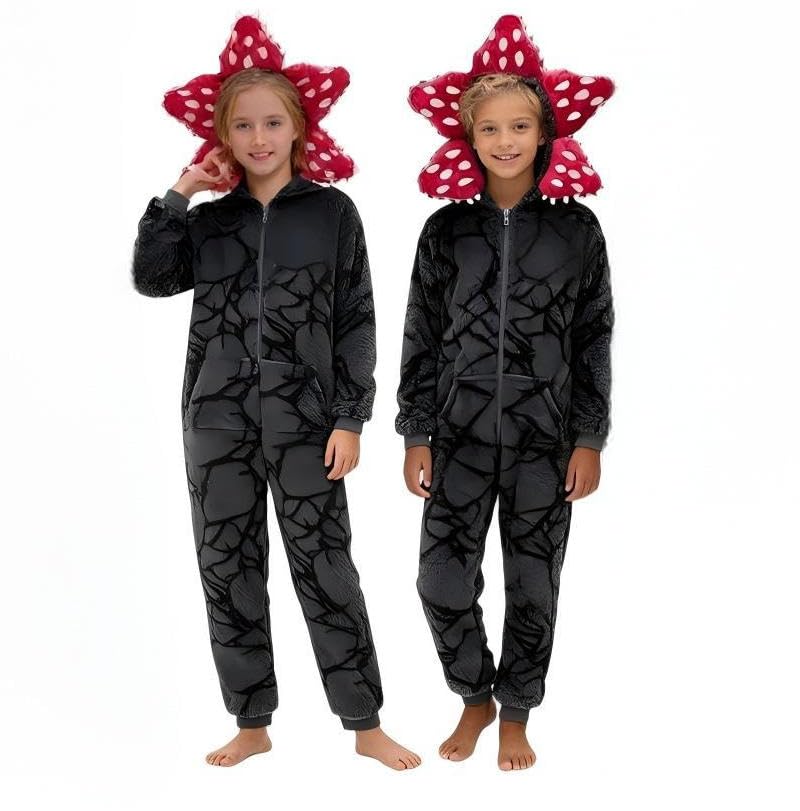 FFNXKLDZSW NXLYDZSW Unisex Cosplay Costumes Flannel Animal Onesie Sleepwear Costumes for Girl (US Age 13 Years 14 Years black)