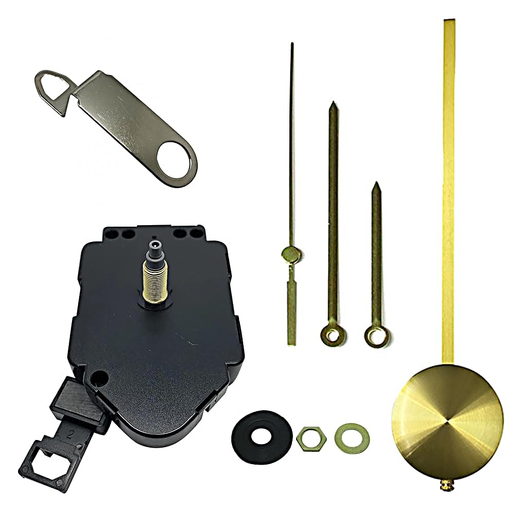 Dans Clock Shop Gold Complete Quartz Ticking Replacement Pendulum Clock Movement Mechanism Motor Parts Diy Repair (95Mm Hands)
