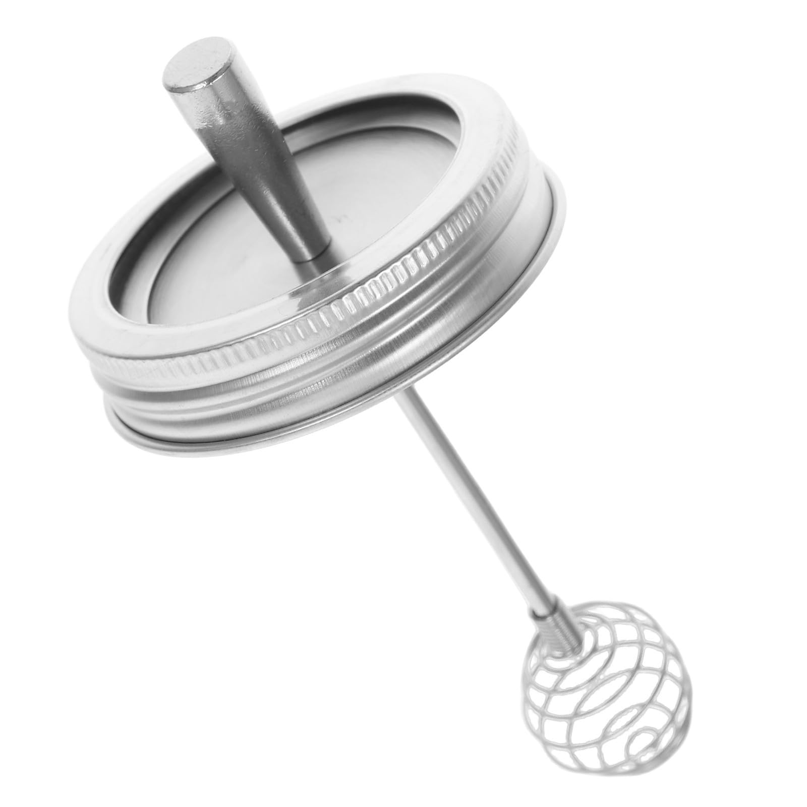 Tapa para tarro de acero inoxidable con cuchara para remover salsas de forma limpia