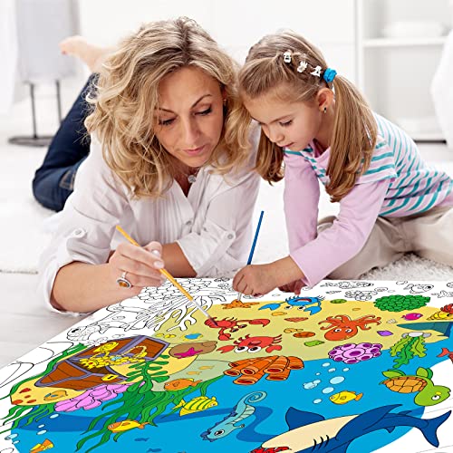 Image of Under The Sea Giant Coloring Poster for Kids Large Coloring Tablecloth Summer Ocean Roll Paper Books Sheets Page Huge Table Art Crafts for Wall Classroom Home Gift Birthday Party Supplies Decoration