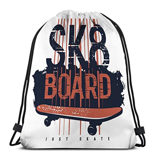 Lsjuee Customized Men 'sy Women' s Sports Drawstring Bag monopatín gráfico tipografía de skate