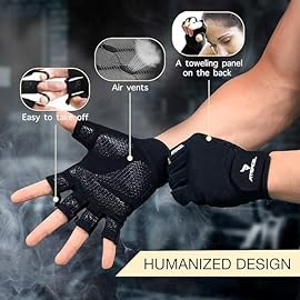ATERCEL Workout Gloves for Men and Women, Exercise Gloves for Weight Lifting, Cycling, Gym, Training, Breathable and Snug fit (Black, XS)