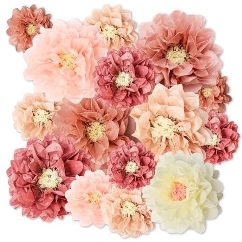 Avxzbef 18 Pcs Large Tissue Paper Flowers Colorful Giant Flowers Decorations for Mexican Party Bridal Shower Birthday Wedding