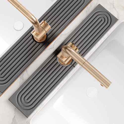 eormoe Diatomite Stone Sink Candy - Instant Dry Stone Sink Tray around Faucet, Prevents Moisture Buildup - Faucet Splash Guard for Bathroom Counter (Dark Grey, 20