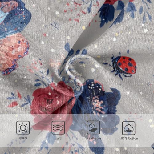 Wusikd Blue Pink Flowers Boys' Underwear Cotton Insects Boys Briefs Soft Toddler Underwear 2T3