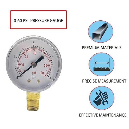 ECX270861 Boxed Water Pressure Gauge Replacement Spa 0-60PSI for Select Hayward Sand and D.E. Filter s140t, s144t, s220t s244t for Pool Pump-Hayward S210T Sand Filter Parts-Accurate Pool Maintenance