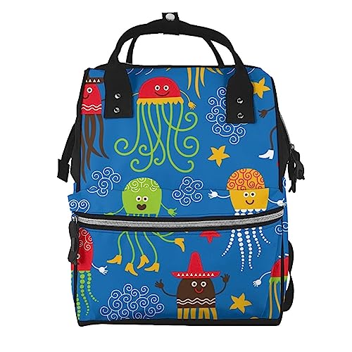Sac à dos méduse multicolore unisexe pour ordinateur portable et cours