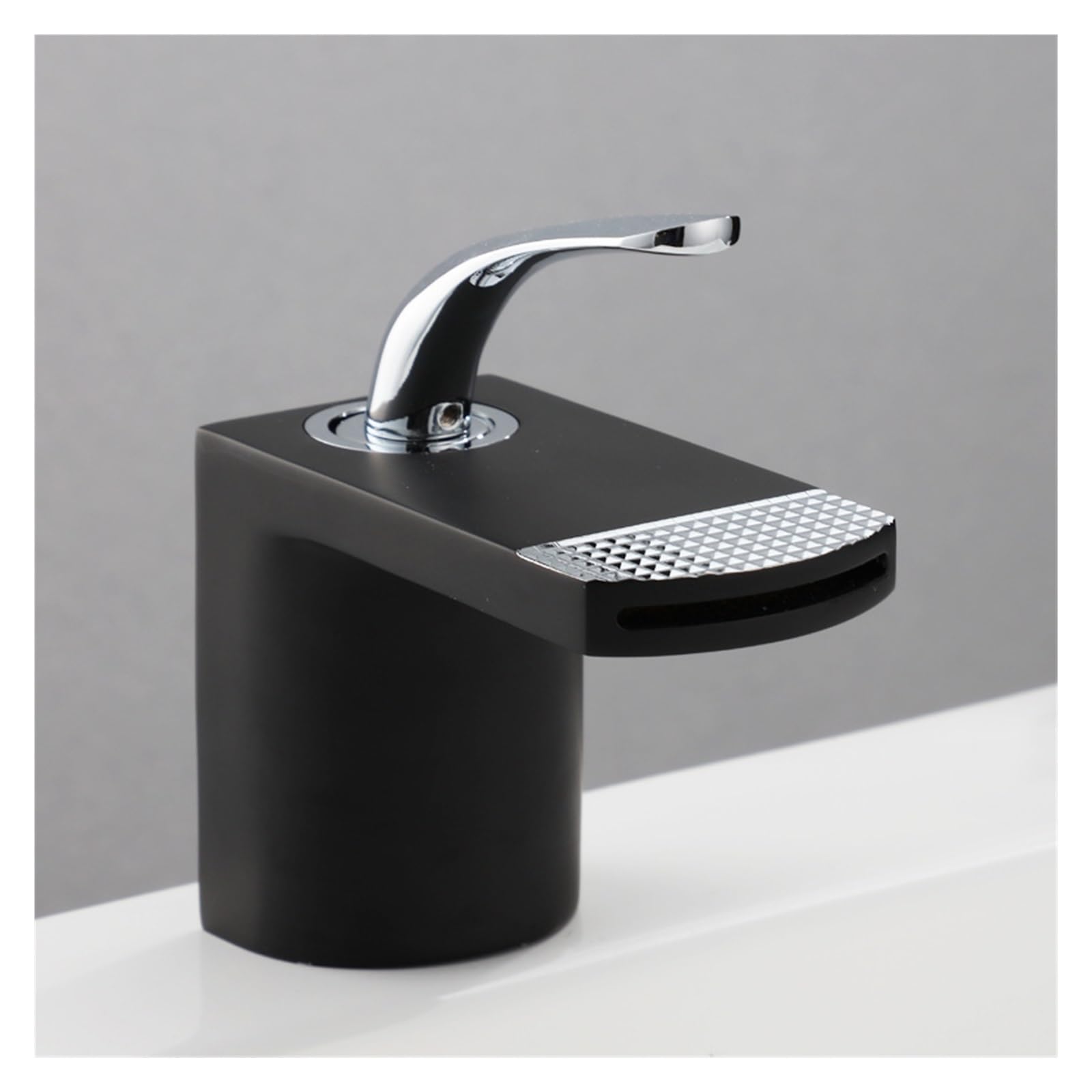 Grifo de lavabo de cobre completo monomando negro con agua fría y caliente