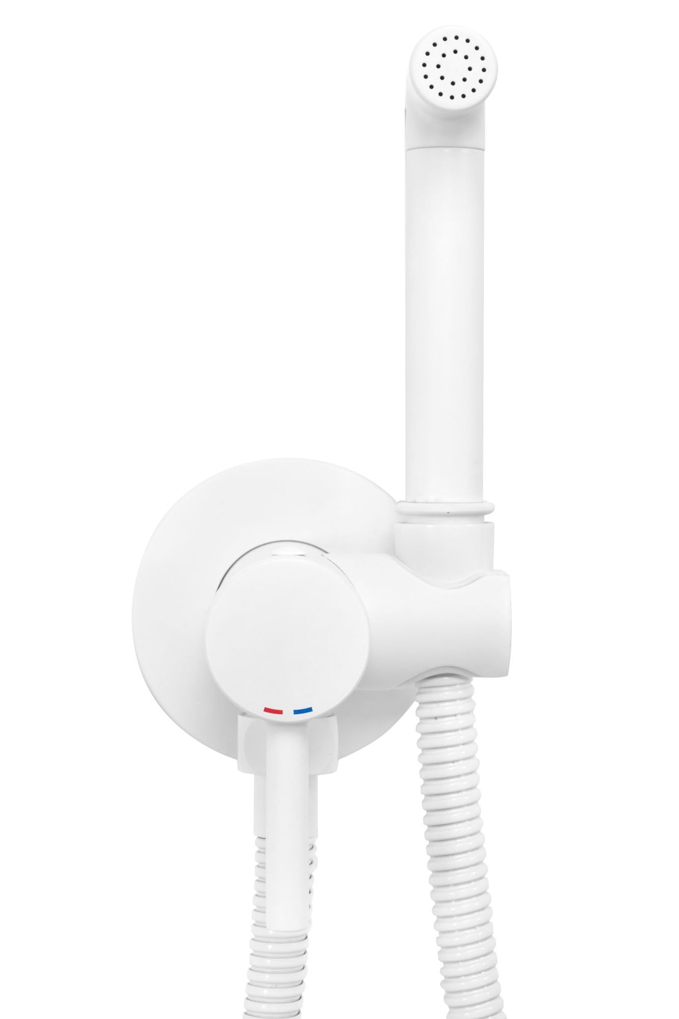 Rea - Lungo Loop Bianco Rubinetto Bidet Da Incasso Doccetta A Parete In Ottone Miscelatore Acqua Calda E Fredda Con Doccetta Per Wc Wc (Bianco) 9x7x19cm