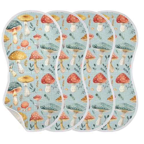 xigua Mushrooms Baby Burp Cloths for Newborn Boys and Girls 2 Pack, Soft & Absorbent Cotton Baby Burp Cloth, Baby Washcloths, Newborn Towel, Burp Rags3