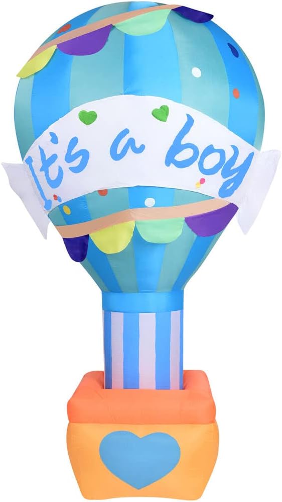 Fraser Hill Farm 10-Ft. Inflatable It's a Boy Balloon Sign with Lights | Outdoor Blow-Up Festive Decor for Baby Shower Celebration Party with Blower, Stakes, Ropes, and Storage Bag | FREDITSAGRL101-L