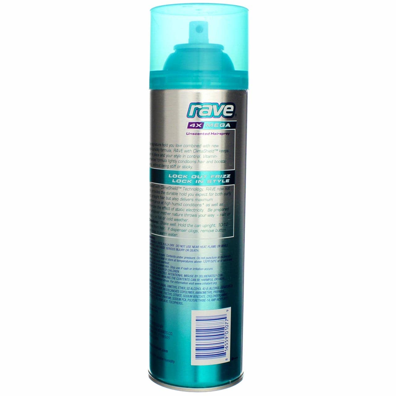 Rave 4X Mega Hairspray with Clima Shield, Unscented 11 oz (Pack of 4)