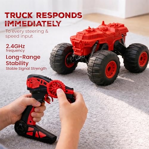 Image of Moon Rover Remote Control Car 4x4 | 1:12 Scale | 40 KM /H High-Speed | 4WD Off-Road | 360 Rotation | 45 Climb | 2.4GHz Signal | 7.4V Rechargeable Battery | Fun Learning Toy for 6-12 Year - Red