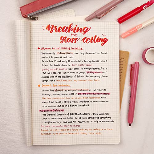 Writech Journaling Kit, Gel Ink Pens/Retractable Highlighters/Dual Tip Brush Pens/Fineliner Pens, Smooth Writing Assorted Colors Journaling Supplies, 9 Count With Pen Bag (Elegant Red & Pink) #TOP4