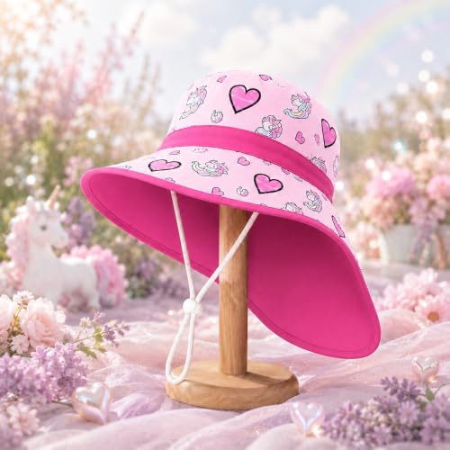 Image of VRITRAZ Sun Protection UPF50+ Bucket Hat Toddler Summer Beach Play Hats with Neck Flap for Girl, Boy, Kids Summer Hat, Bucket Hat for Kids Ages 3-10 Years