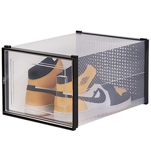 OnDisplay Clik Stackable Interlocking Shoe Box System (Large Clear/Black, Single Box)