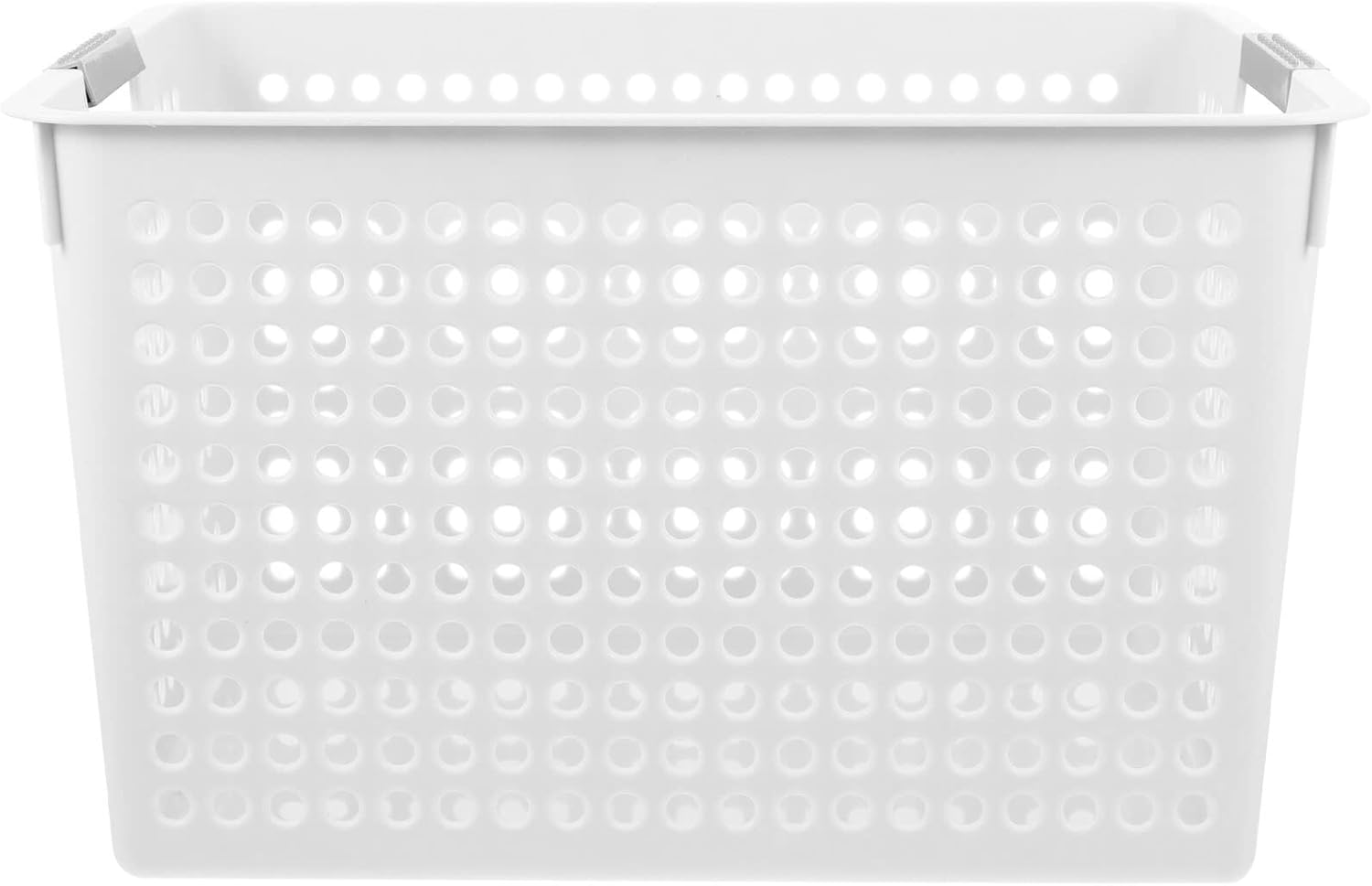 White Plastic Laundry Basket with Handles, Large Capacity Storage Bin for Dirty Clothes, Baby Items, and Household Organization, 13.97 X 10.23 X 8.26 Inches