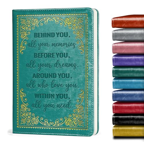 Encouragement Gift Inspirational Leather Journal Appreciate Gift Graduation Lined Journal Notebook Behind You, All Your Memories Notebook,1 Pack (Green), (Behind you-Green)