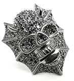 massiver Damen-/Herrenring Ring Skull Totenkopf Devil massiv 925 Silber Zirkonia schwarz one-size