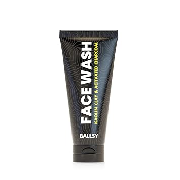Ballsy Mens Face Wash, Light Exfoliating with Activated Charcoal, Kaolin Clay, and Plant Extracts for Soothing Skin 6 Fl oz